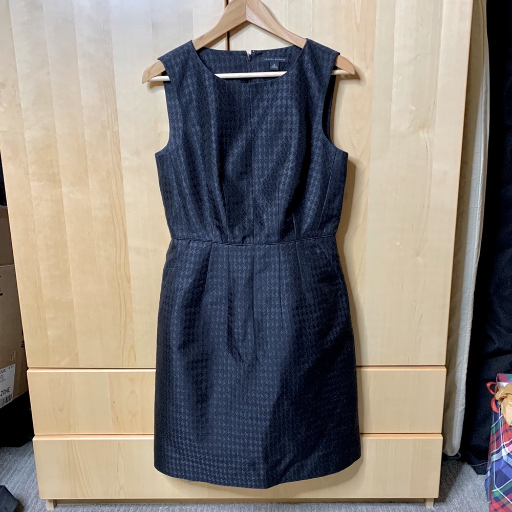 Navy Silk Houndstooth Banana Republic A-line Dress